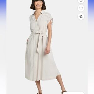 Beige Midi Shirt Dress